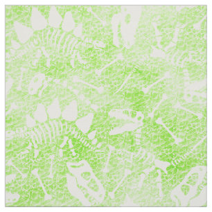 Neon Green Dinosaur Fossil Prähistorische Knochen Stoff