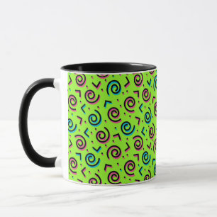 Neon Green Doodle Muster der 80er/90er Jahre Tasse