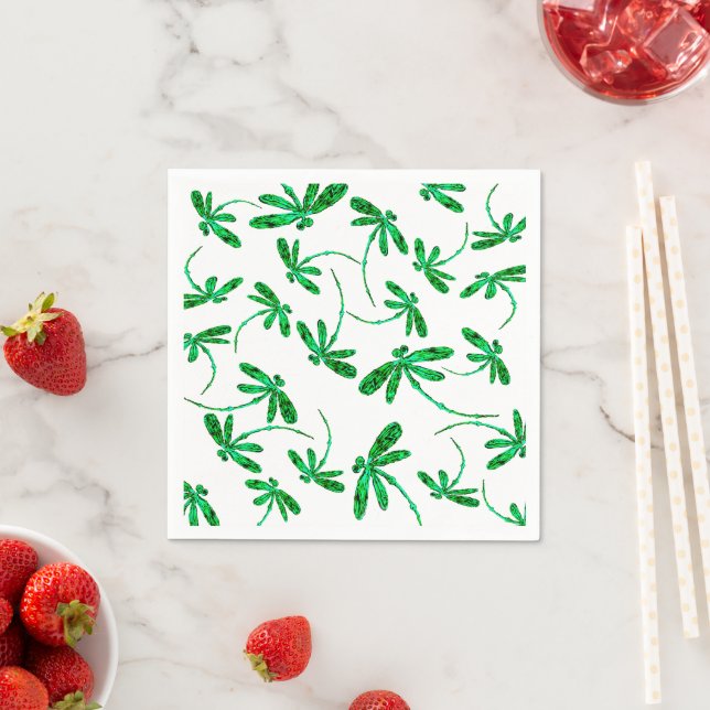 Neon Green Dragonfly Frenzy Serviette (Beispiel)
