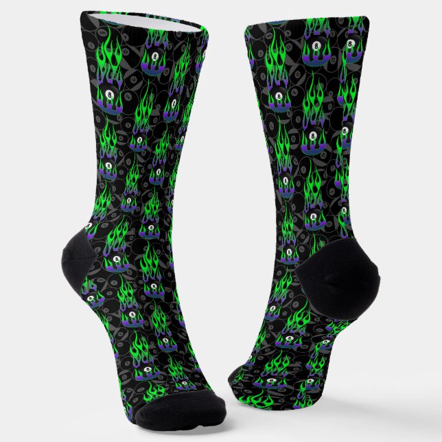 Neon Green Eight Ball Socken (Gewinkelt)