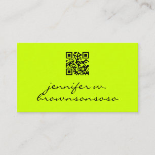 Neon green einfacher Qr-Code Visitenkarte
