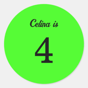 Neon Green - Farbe des Namens für das Alter 4. Geb Runder Aufkleber