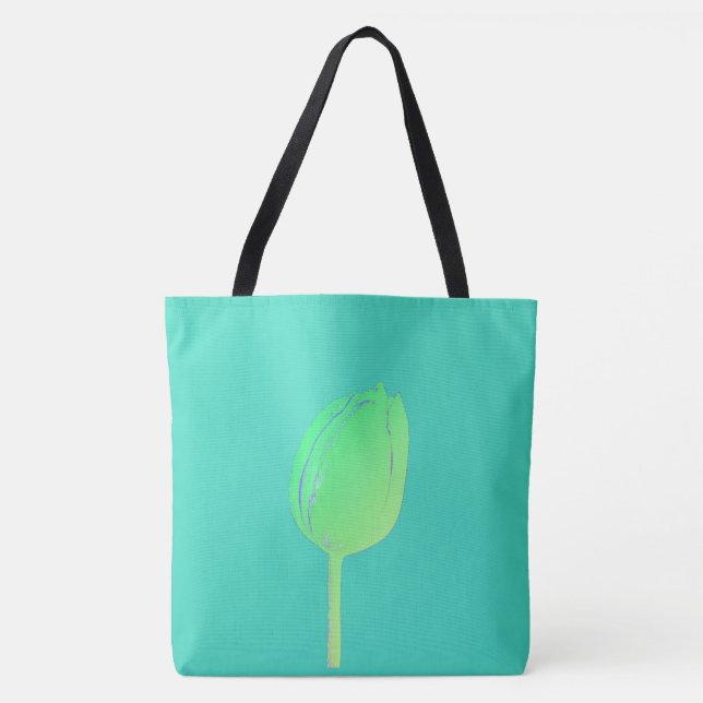 Neon Green Floral Tulip Abstrakt Aquamarine Gabe (Vorderseite)