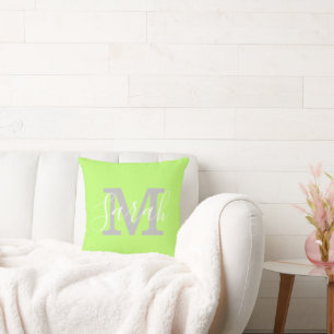 Neon Green für Minimalistische Skriptmonogramm Kissen