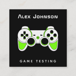 Neon Green Game Testing Tester Developer Joypad Quadratische Visitenkarte