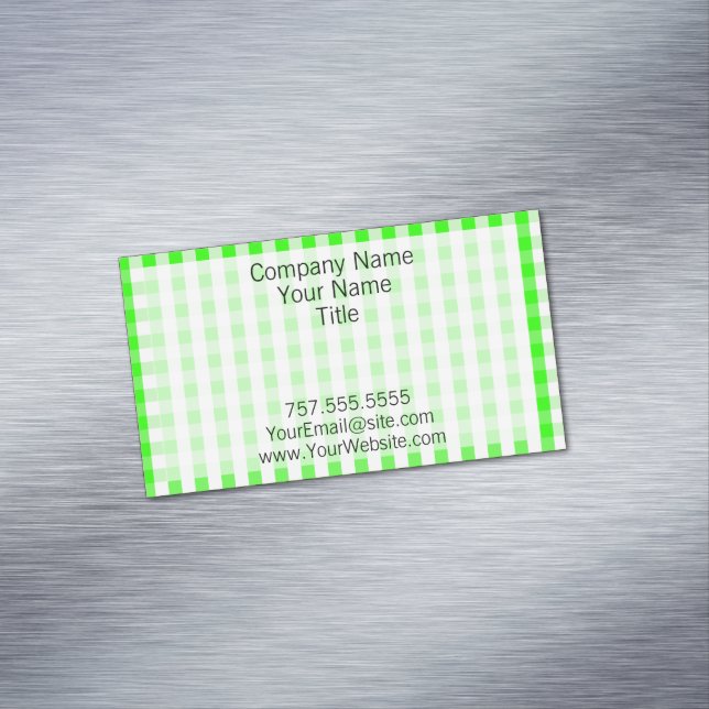 Neon Green Gingham Pattern Magnetische Visitenkarte (Beispiel)