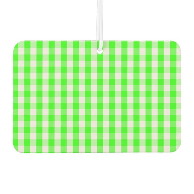Neon Green Gingham Pattern von Shirley Taylor Autolufterfrischer (Vorderseite)
