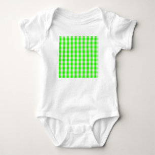 Neon Green Gingham Pattern von Shirley Taylor Baby Strampler