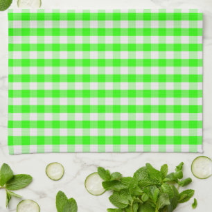 Neon Green Gingham Pattern von Shirley Taylor Geschirrtuch