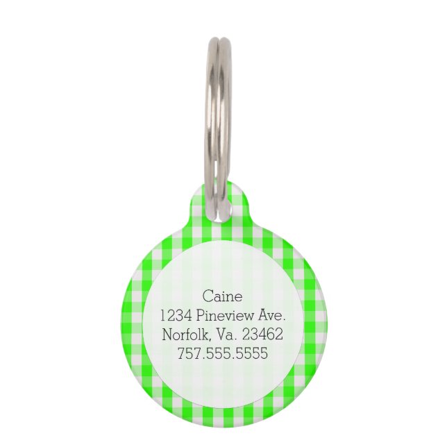 Neon Green Gingham Pattern von Shirley Taylor Haustiermarke (Vorderseite)
