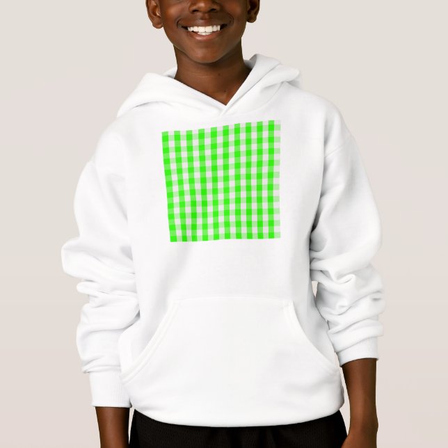 Neon Green Gingham Pattern von Shirley Taylor Hoodie (Vorderseite)