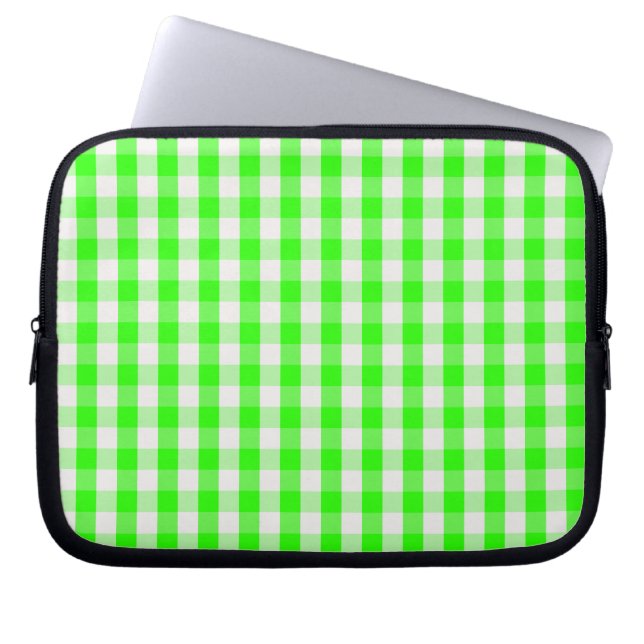 Neon Green Gingham Pattern von Shirley Taylor Laptopschutzhülle (Vorderseite)