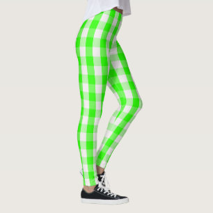 Neon Green Gingham Pattern von Shirley Taylor Leggings