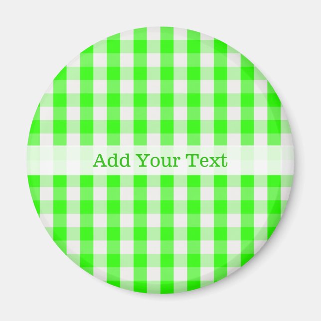 Neon Green Gingham Pattern von Shirley Taylor Magnet (Vorne)