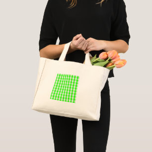 Neon Green Gingham Pattern von Shirley Taylor Mini Stoffbeutel