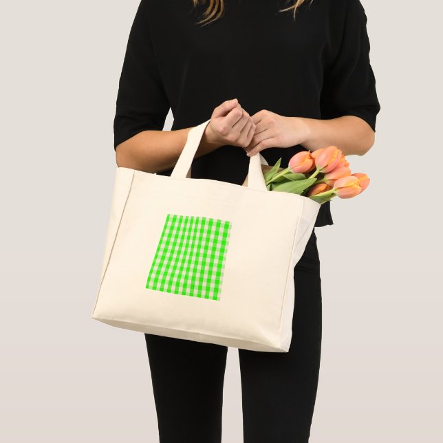 Neon Green Gingham Pattern von Shirley Taylor Mini Stoffbeutel (Vorderseite (Produkt))
