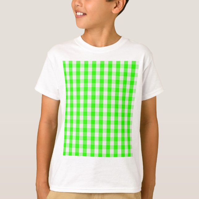 Neon Green Gingham Pattern von Shirley Taylor T-Shirt (Vorderseite)