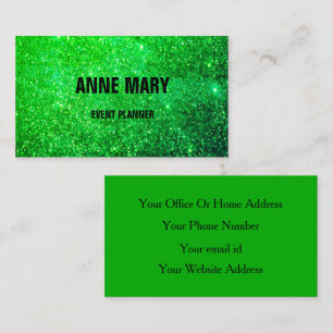 Neon Green Glitzer Colorful Wedding Event Planner Visitenkarte