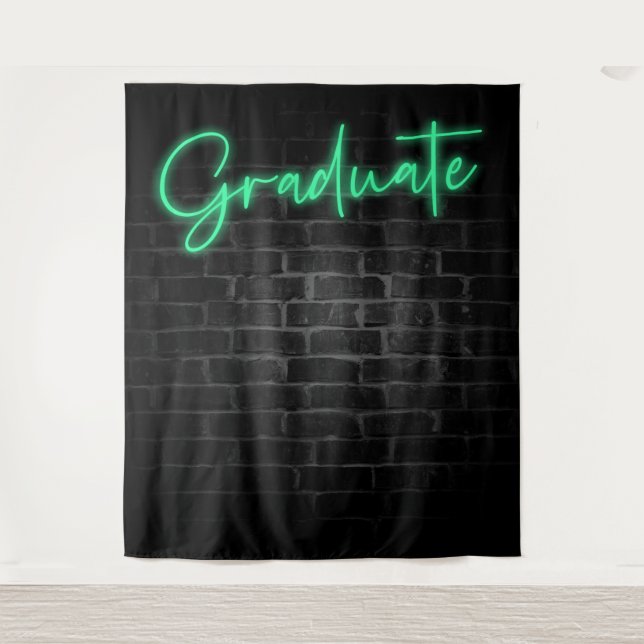 Neon Green Glow Light | Graduate Party Foto Stand Wandteppich (Vorderseite)