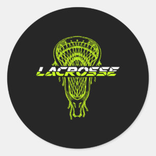 Neon Green Glow Stick Crosse Lacrosse Sports Runder Aufkleber