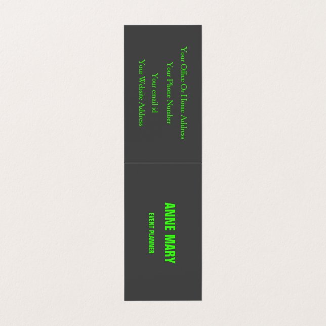 Neon Green Gray Custom Color Weddings Modern Visitenkarten (Außenseite Aufgefaltet)