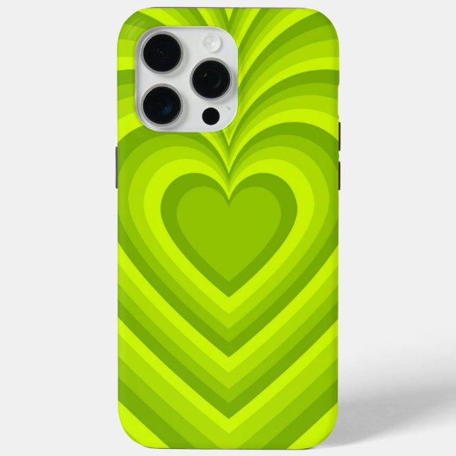 Neon Green Hypnotic Heart Liebe Pattern Case-Mate iPhone Hülle (Rückseite)