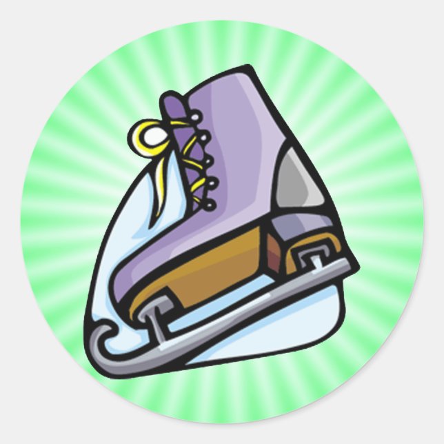 Neon Green Ice Skate. Runder Aufkleber (Vorderseite)