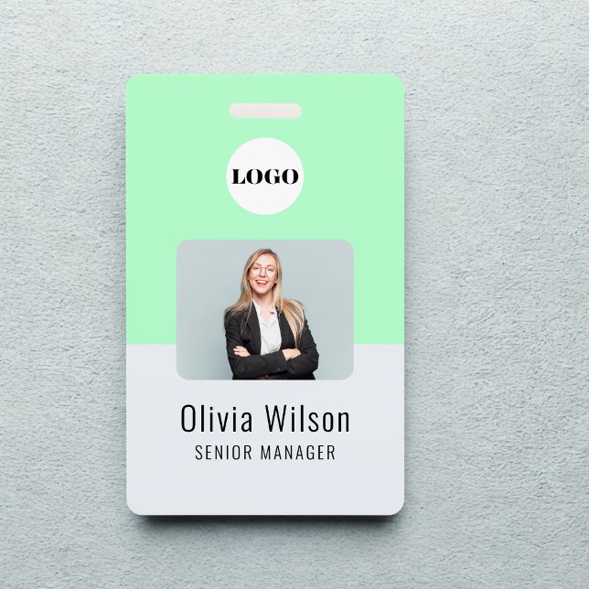 Neon Green ID Custom Business Logo Employee Photo  Ausweis (Von Creator hochgeladen)