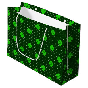 NEON GREEN IRISH CELTIC KLEEBLATTS & POLKA DOTS GROßE GESCHENKTÜTE