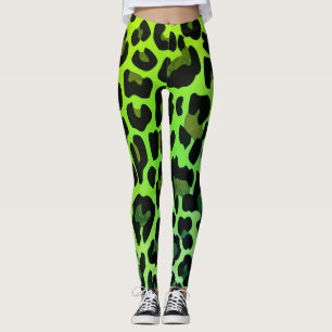 Neon Green Leopard Print Leggings
