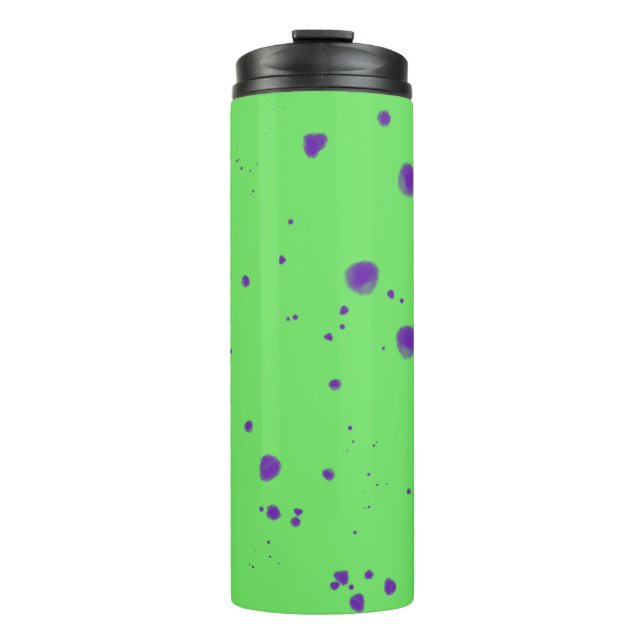 Neon Green Lila Splotches Thermosbecher (Vorderseite)