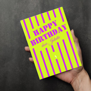 Neon green lilac zum Geburtstag Grußwagen