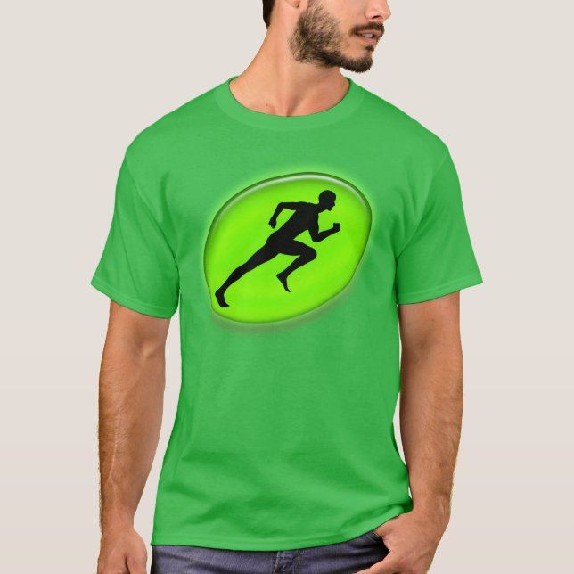 Neon Green Man Running Personalrainer Sports gift T-Shirt (Vorderseite)
