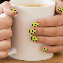 Neon Green mit Black Polka Dots Wasserfarbe