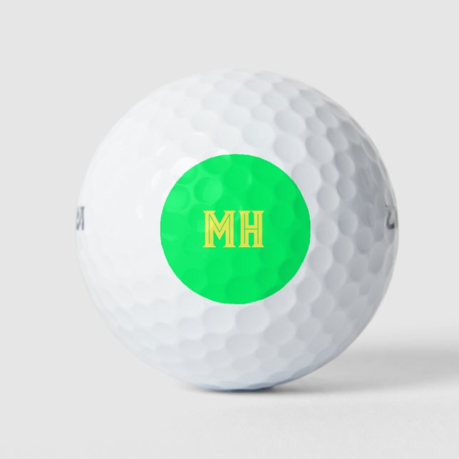 Neon Green Mit Monogramm Golfer Vater hell Golfball (Vorderseite)