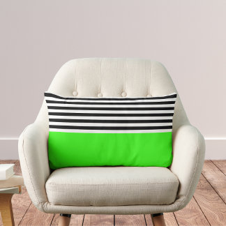 Neon Green mit schwarzen und weißen Streifen Lendenkissen