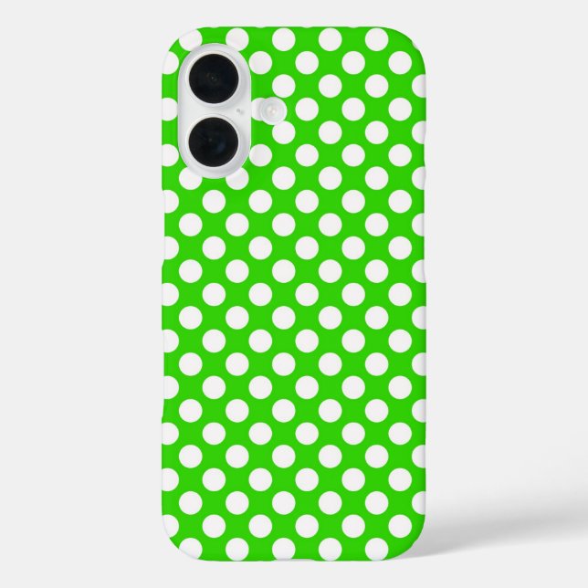 Neon Green mit weißen Polka-Punkten Case-Mate iPhone Hülle (Rückseite)