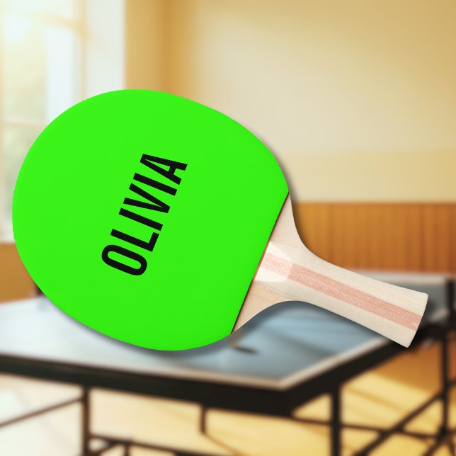 Neon Green Modern Name | Trendy Minimalistisch Tischtennis Schläger (Von Creator hochgeladen)