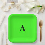 Neon Green Monogram Erstweiser Niedlich 2023 Pappteller<br><div class="desc">Entworfen mit Textvorlage für mit Monogramm Initialisierung,  die Sie anpassen können! Sie können auch die Hintergrundfarbe nach Belieben ändern.</div>