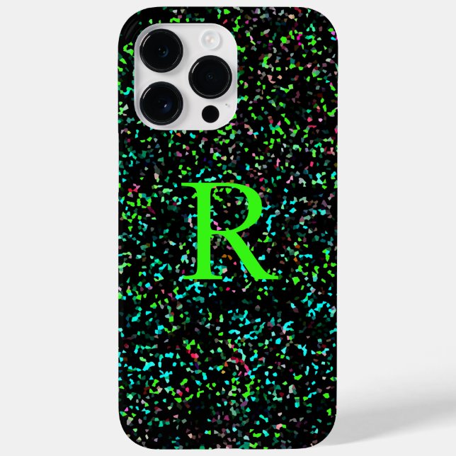 Neon Green Monogram Glitzer Patterns Custom Case-Mate iPhone Hülle (Rückseite)