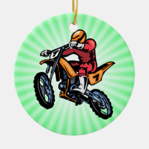 Neon Green Motocross Keramikornament