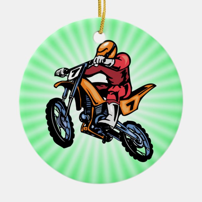Neon Green Motocross Keramikornament (Vorne)
