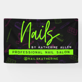Neon Green Nails Nail Salon Sign Banner