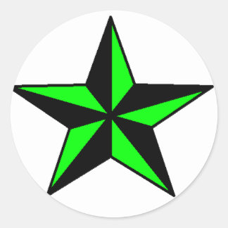 Neon Green Nautic Star Sticker Round