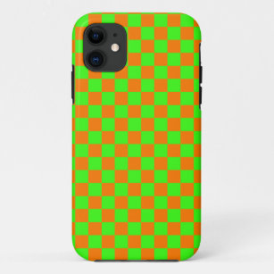 Neon Green Orange Checkerboard Vintag Case-Mate iPhone Hülle