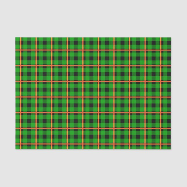 Neon Green & Orange Tartan Seidenpapier (Vorderseite)
