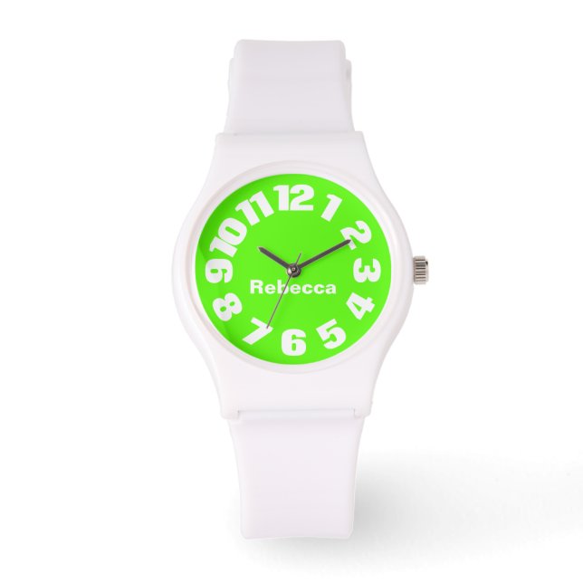 Neon Green Personalisiert Women's Watch Armbanduhr (Vorderseite)