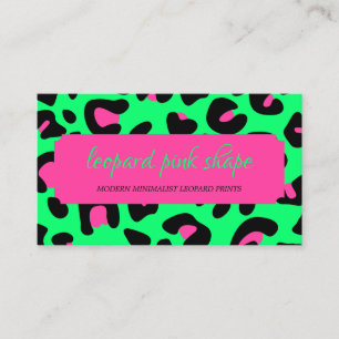 Neon Green Pink Leopard Visitenkarte