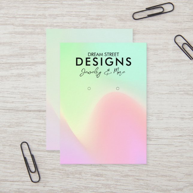 Neon Green Pink Rainbow Earring Display Card Visitenkarte (Vorderseite/Rückseite Beispiel)