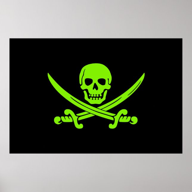 Neon Green Piratenflagge Pirate Flag Poster (Vorne)
